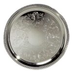 14 Inch Round Silver Tray