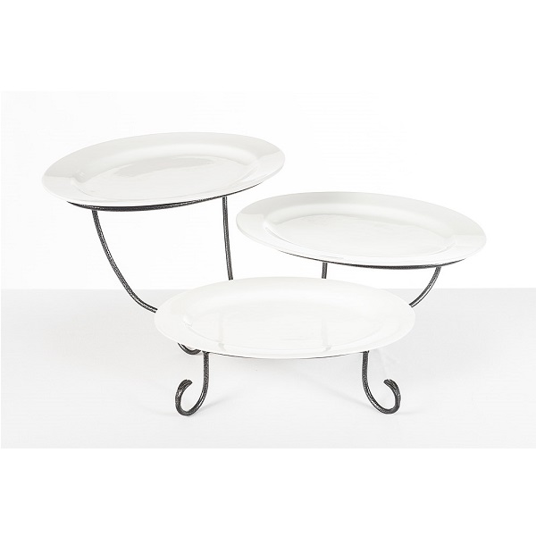 3-Tier Oval Metal Stand with Platters | American Party Rentals