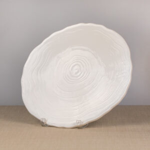 White China Round Wood Grain Platter